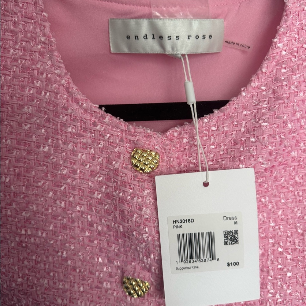 Endless Rose Pink Textured Dress with Gold Accents
